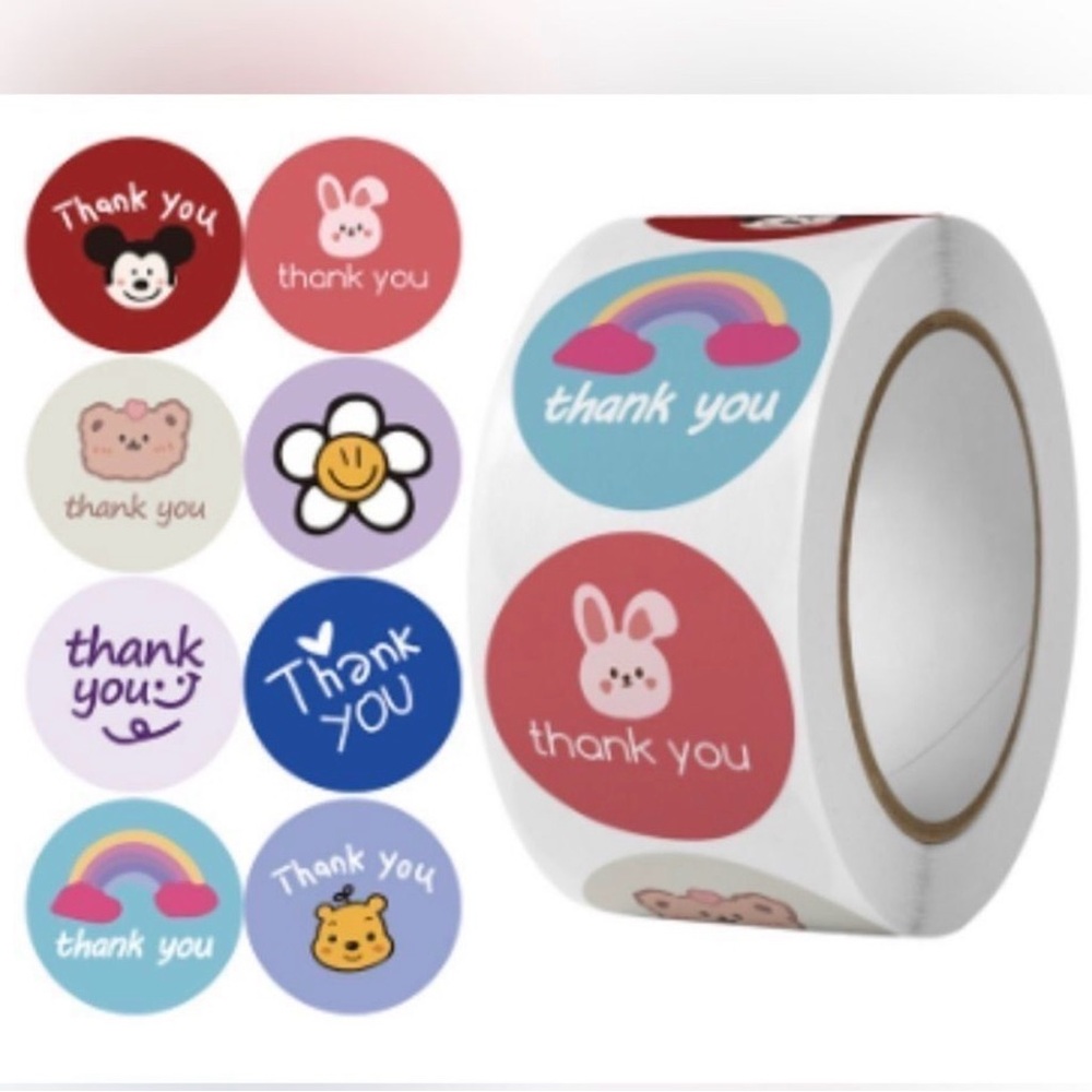 Colorful Thank You Sticker Roll 500 pcs NEW